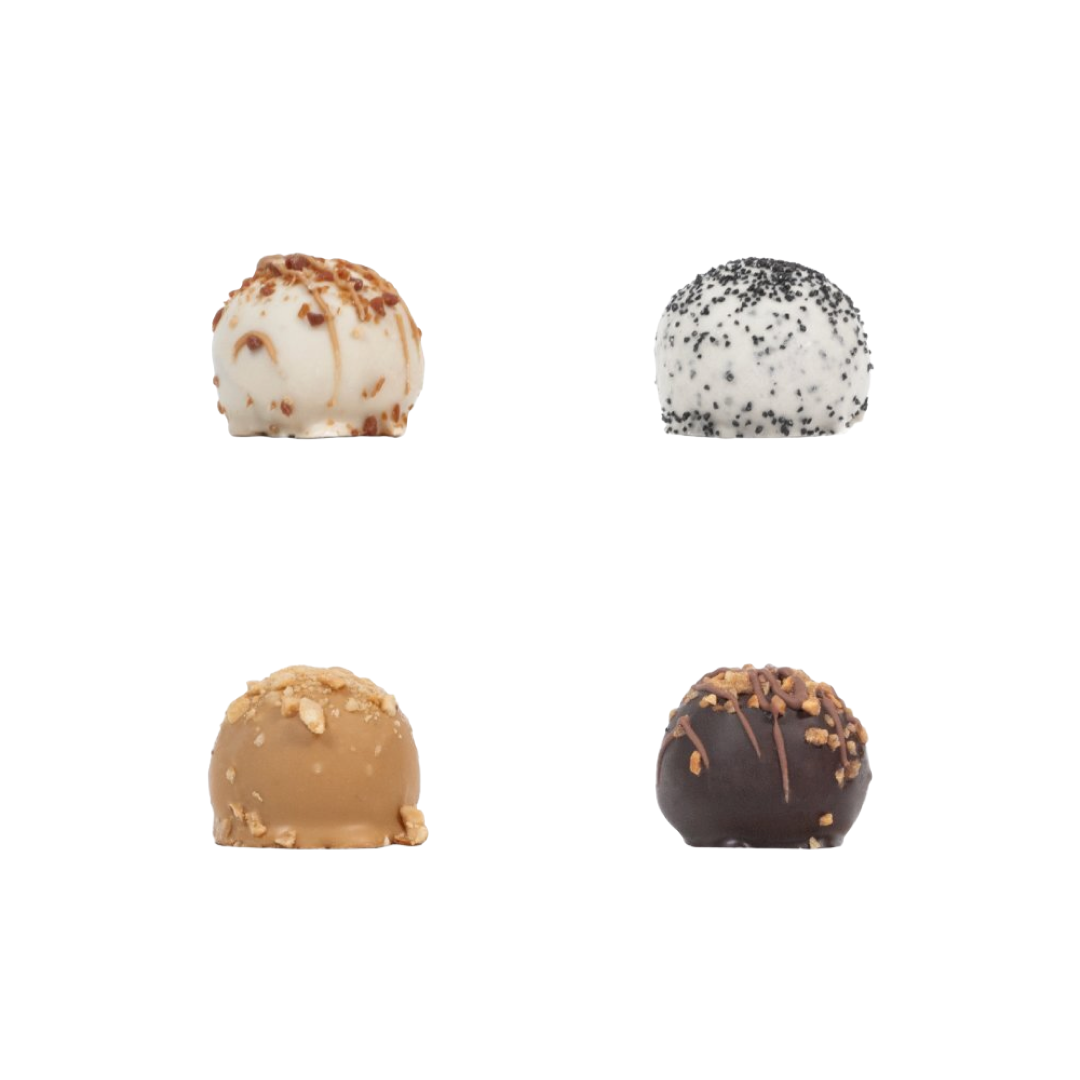 Truffle box 4 pcs. - Cappuccino, licorice, dulce, salted caramel