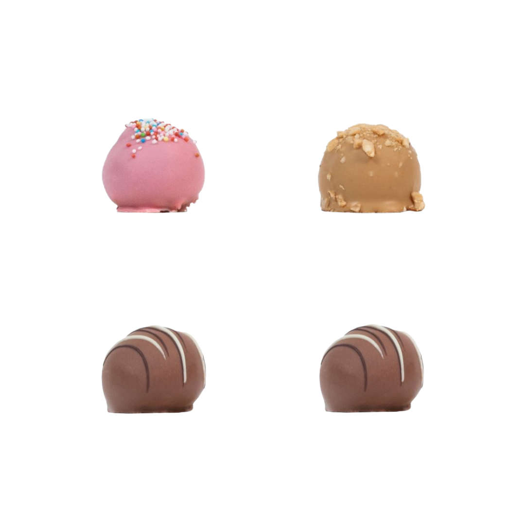 Truffle Box 4 pcs - Caramel, Nougat, Raspberry, Dulche
