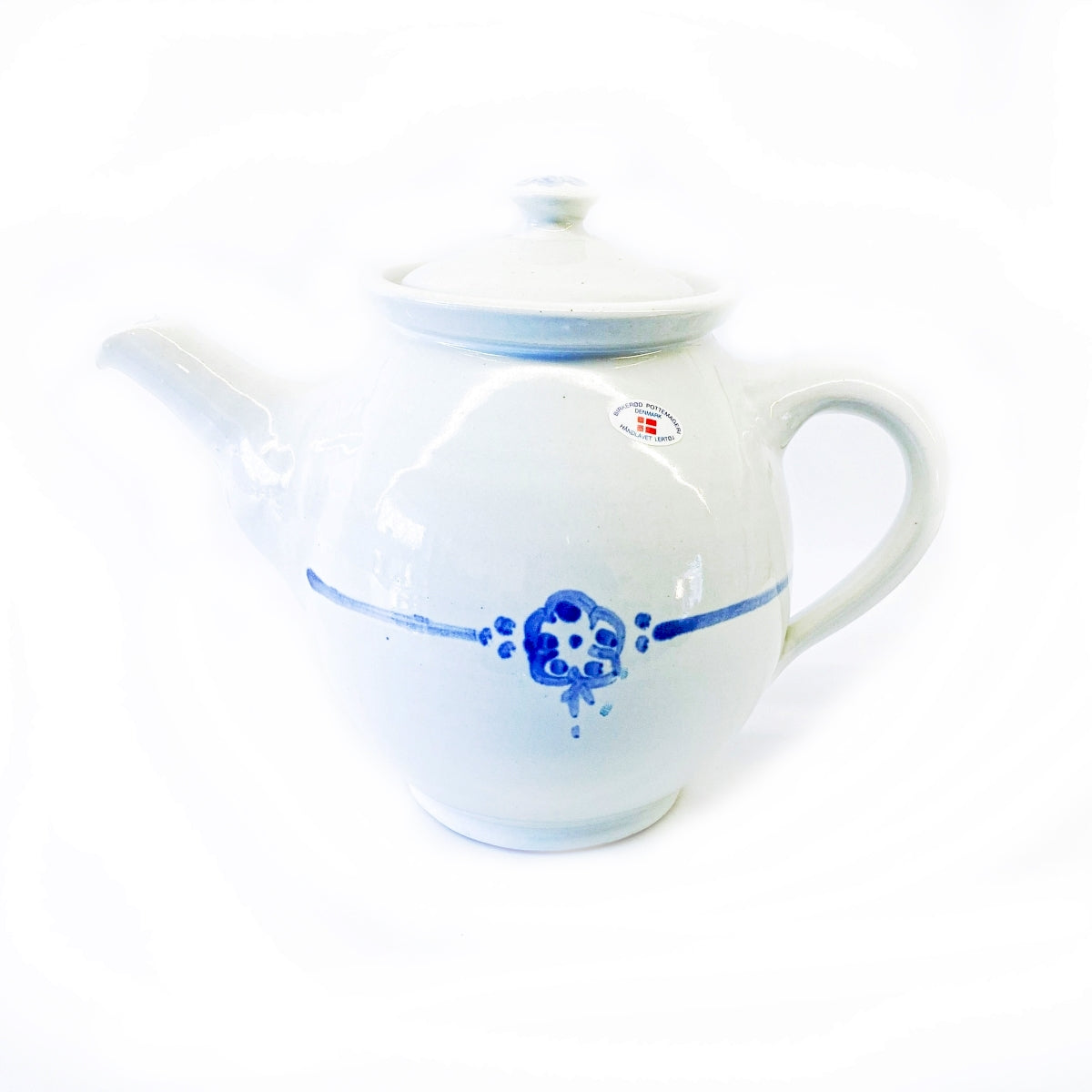 Te-potter blå blomst-Kander fra Birkerød Pottemageri-nordic-tea.dk